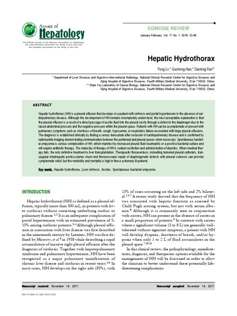 An Overview of Hepatic Hydrothorax: Pathophysiology, Clinical ...