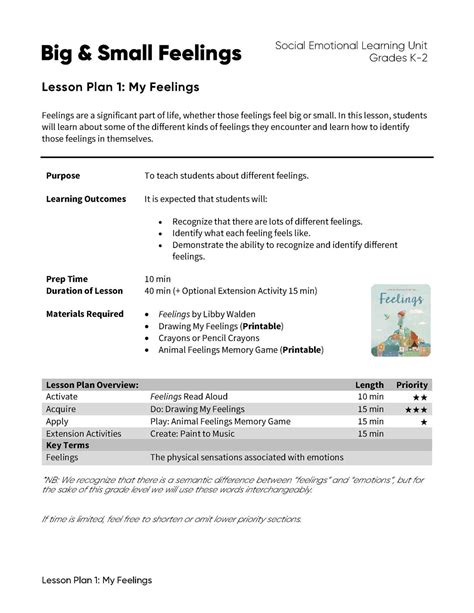 Big & Small Feelings - Lesson Plan Bundle - Grades K-2 – Signal Hill