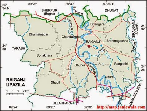 Raiganj Upazila Map, Sirajganj District, Bangladesh