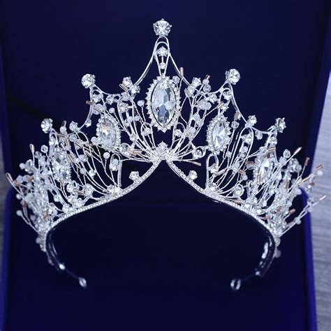 Gorgeous Wedding Bridal Headdress European Crystal Large Crown Handmade Rhinestone Bride Tiaras ...