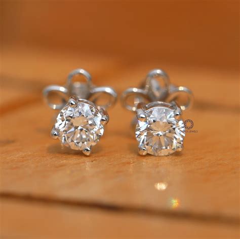 Diamond Stud Earrings/ Round Lab Grown Diamond Earrings/ Screw - Etsy