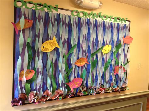 crepe paper streamers to display ongoing ideas about everything that lives in water Classroom ...