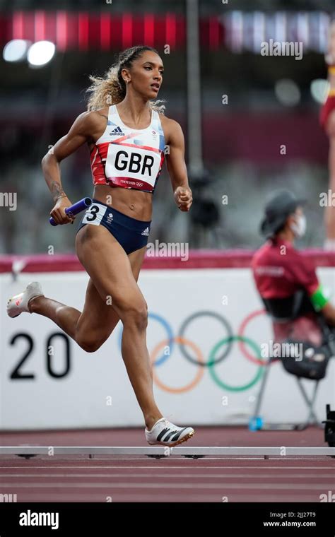 Laviai Nielsen participating in the 4x400 meter relay at the 2020 Tokyo ...