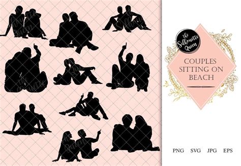 Couple Sitting Floor Beach Silhouette Honeymoon Vector | Etsy | Beach silhouette, Art logo ...