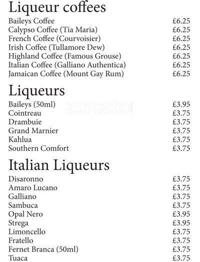 Menu at Piccolino Didsbury restaurant, Manchester, 6 Lapwing Ln