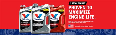 $5 Bonus Reward when you buy Valvoline Motor Oil.† Proven to maximize engine life. Now with 40% ...