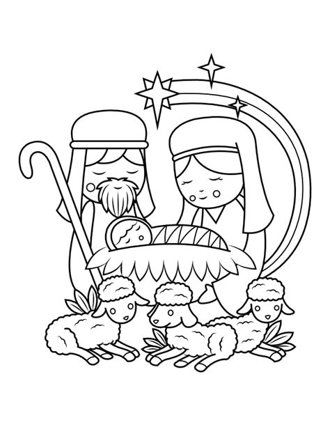 Printable Mary, Joseph, and Baby Jesus Coloring Page