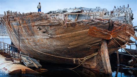 Arctic explorer Roald Amundsen's former ship raised to surface, awaits trip home to Norway ...