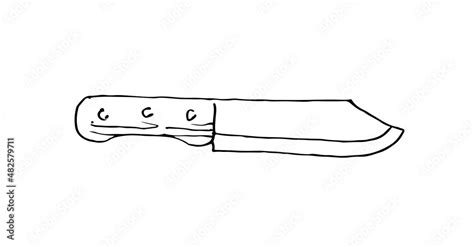 An ordinary utility knife. Outline sketch. Hand drawing is isolated on a white background ...