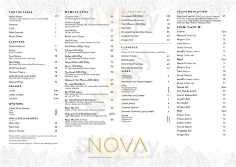 Nova Restaurant Park Royal menù, London - Main Menu | Sluurpy