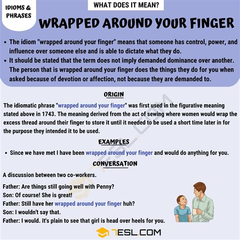 "Wrapped around Your Finger" Meaning, Origin and Examples • 7ESL