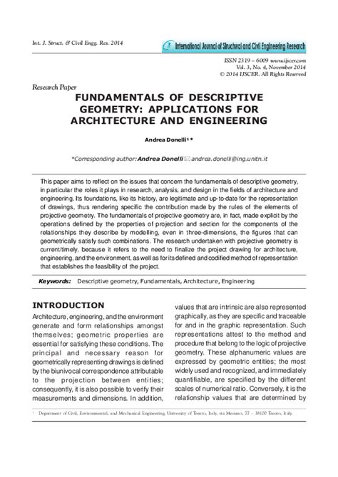 (PDF) Fundamentals of Descriptive Geometry : Applications for Architecture and Engineering ...