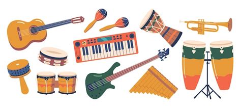 Premium Vector | Vibrant Set Of Musical Instruments for Playing Reggae Music Drums Guitar ...