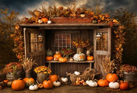 Kate Autumn/Fall Pumpkin Shop Backdrop for Photography