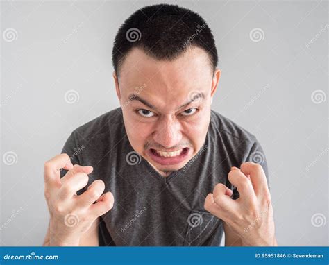 Angry Face of Asian Man Portrait. Stock Photo - Image of emotion ...