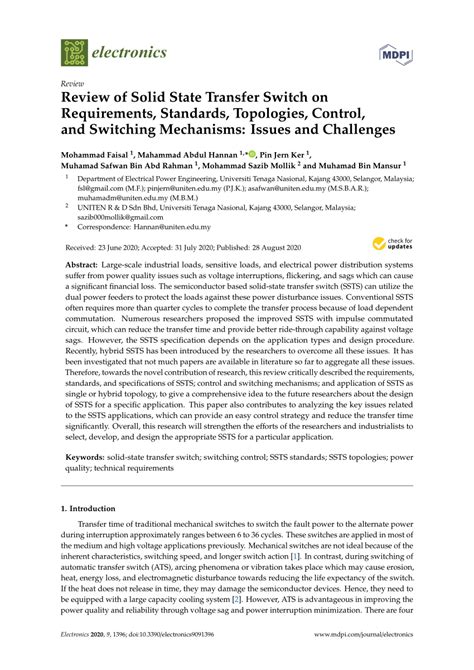 (PDF) Review of Solid State Transfer Switch on Requirements, Standards, Topologies, Control, and ...