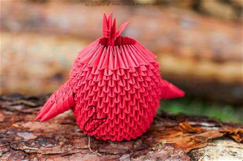 Origami 3d - mikaglo: 582. Red Angry Birds z origami / 3d origami Red Angry Birds