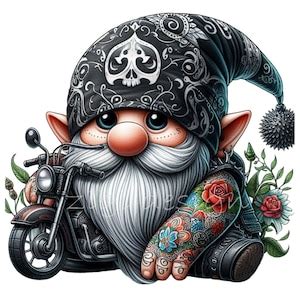 Biker Clipart, Gnome Clip Art, 15 PNG Motorcycle American Gnome Biker ...