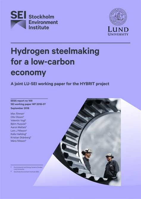 (PDF) Hydrogen steelmaking for a low-carbon economy: A joint LU-SEI working paper for the HYBRIT ...