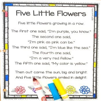 Five Little Flowers - Printable Flower Poem for Kids by Little Learning ...