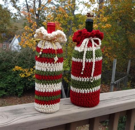 Wine Bottle Crochet Gift Bags | Craftsy | Christmas crochet, Crochet gifts, Wine bottle gift bag