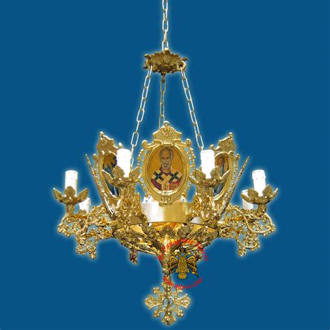 Church Chandelier Frames With Orthodox Icons 9 Electric Lights, Ecclesiastical Alouminium ...