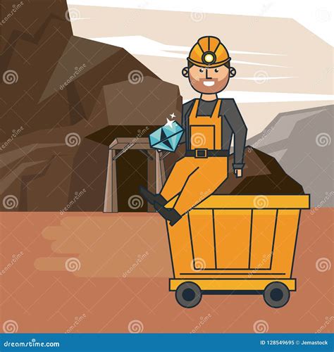 Mining worker cartoon stock vector. Illustration of object - 128549695