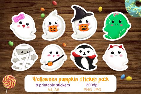 Halloween Sticker pack Cute ghost Printable stickers for kids By ...