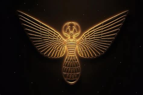 Premium AI Image | Ancient golden wings symbol isolated on dark background Illustration of an ...