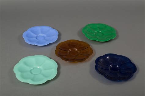 Set of Seven Multi-Color Glass Plates - Naga Antiques