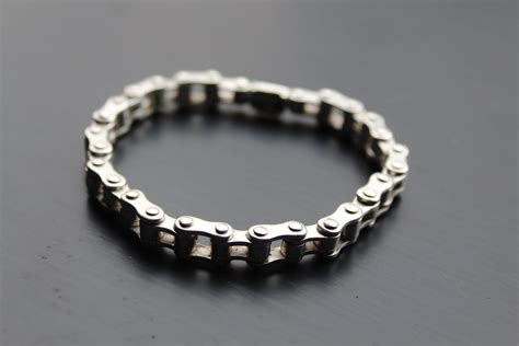 Mens Silver Bike Chain Bracelet | Bike Inspired Gifts | Bike chain ...