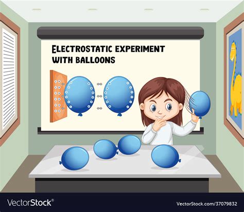 A girl doing electrostatic experiment Royalty Free Vector