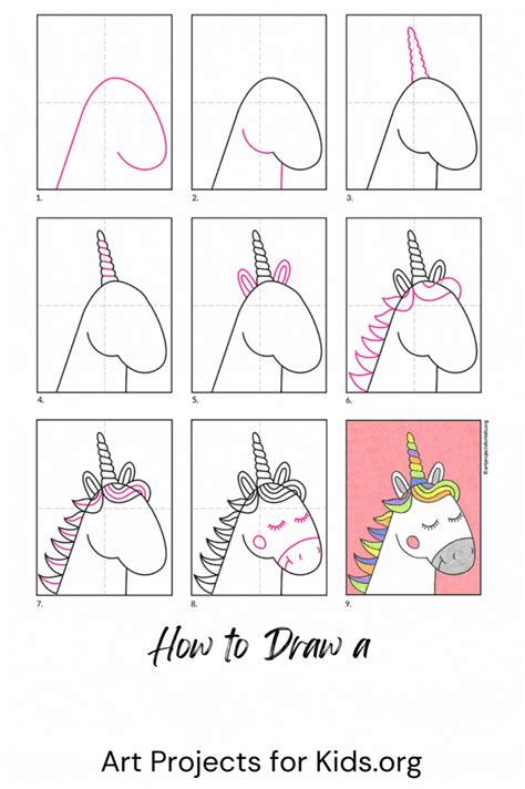 Learn how to draw a Unicorn Head with an easy step by step tutorial. Free PDF download available ...