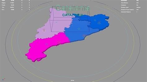 Catalonia Spain map region geography political geographic 3D model ...