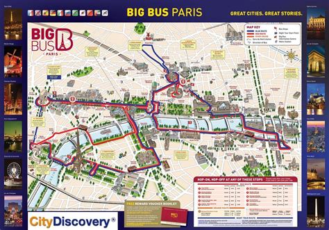 Paris red bus tour map - Red bus Paris route map (Île-de-France - France)