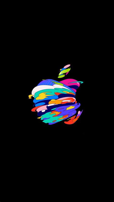 Colorful Apple Logo Dark Background 4K Ultra HD Mobile Phone Wallpaper