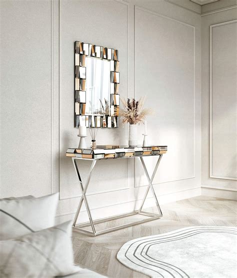 Knightsbridge Rectangle Wall Mirror And Console Set 2