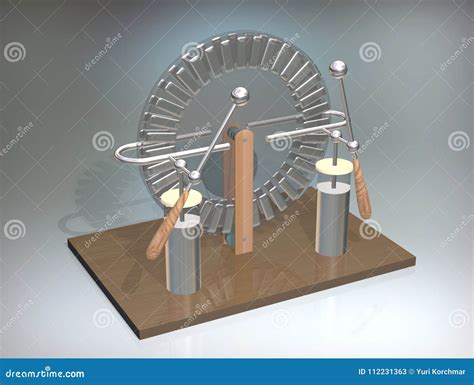 Wimshurst Machine with Two Leyden Jars. 3D Illustration of ...