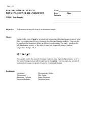 Heat Transfer Lab Report: Determining Specific Heat of Aluminum | Course Hero