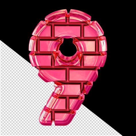 Premium PSD | Symbol made of pink bricks number 9