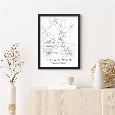 Port Wentworth Georgia Map Poster, Modern Home Decor Wall Art Print - Custom Maps & Posters