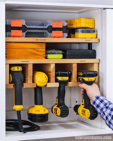 DIY Drill Holder (Cordless Drill Storage Rack Plans) | Saws on Skates®