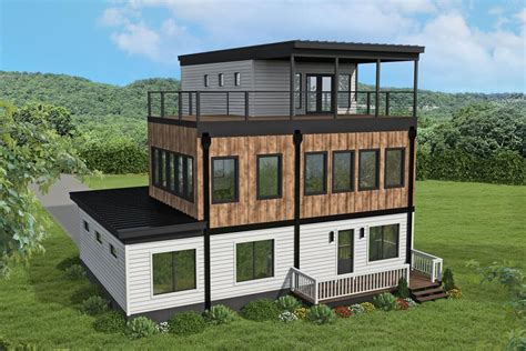 3-Story Modern Home Plan with Rooftop Deck - 68858VR | Architectural ...