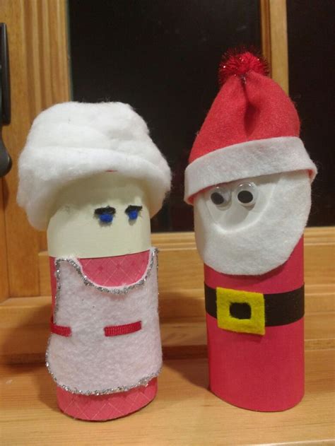 Toilet paper tube Santa Claus and Mrs Claus | Paper plate crafts, Paper crafts, Spring crafts ...