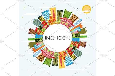 Incheon Skyline | Pre-Designed Illustrator Graphics ~ Creative Market