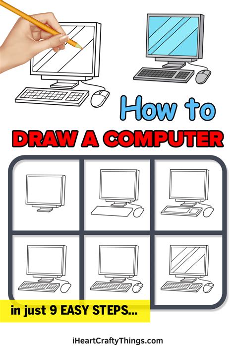 Computer Drawing — How To Draw A Computer Step By Step