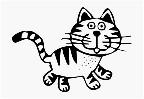 Striped Cat Clipart Black And White, HD Png Download - kindpng