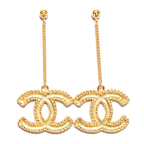 CHANEL CC Drop Earrings Matte Gold 104404