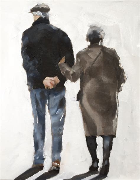 Old Couple Walking - Art Print - 8 x 10 inches - from original painting ...