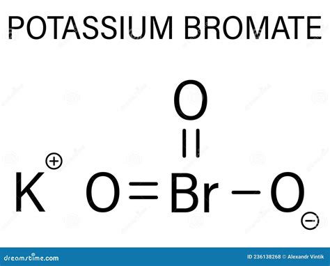 Potassium Bromate KBrO3, E924. Used As Additive To Flour In The Baking Of Bread. Skeletal ...